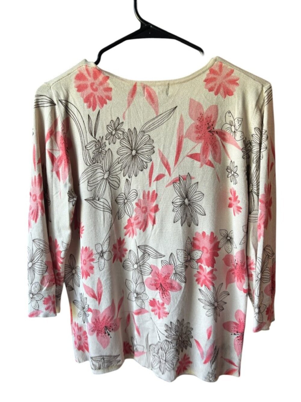 R.Q.T. Women's Tan Floral Casual Light Sweater - Picture 3 of 6